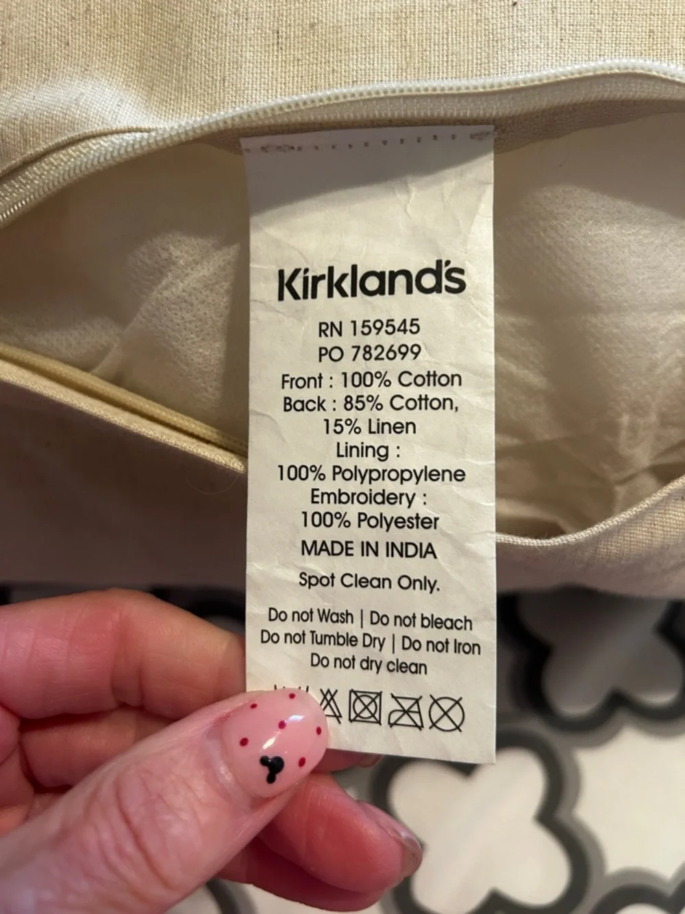 Kirklands Grey Embroidered 
